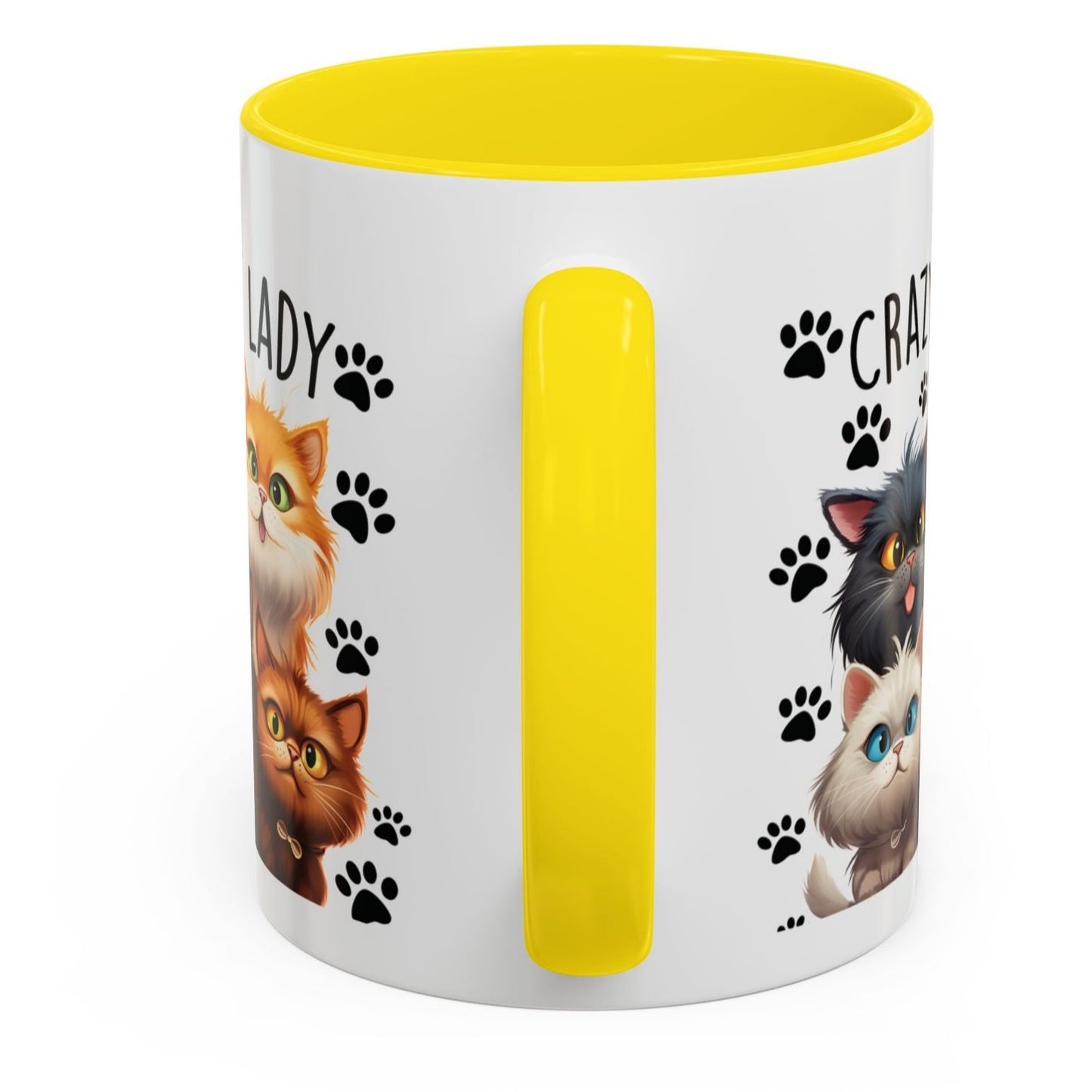 Cat Cup Coffee Mug Crazy Cat Lady Mugs for Cats Lovers Orange, Yellow, Red and Black