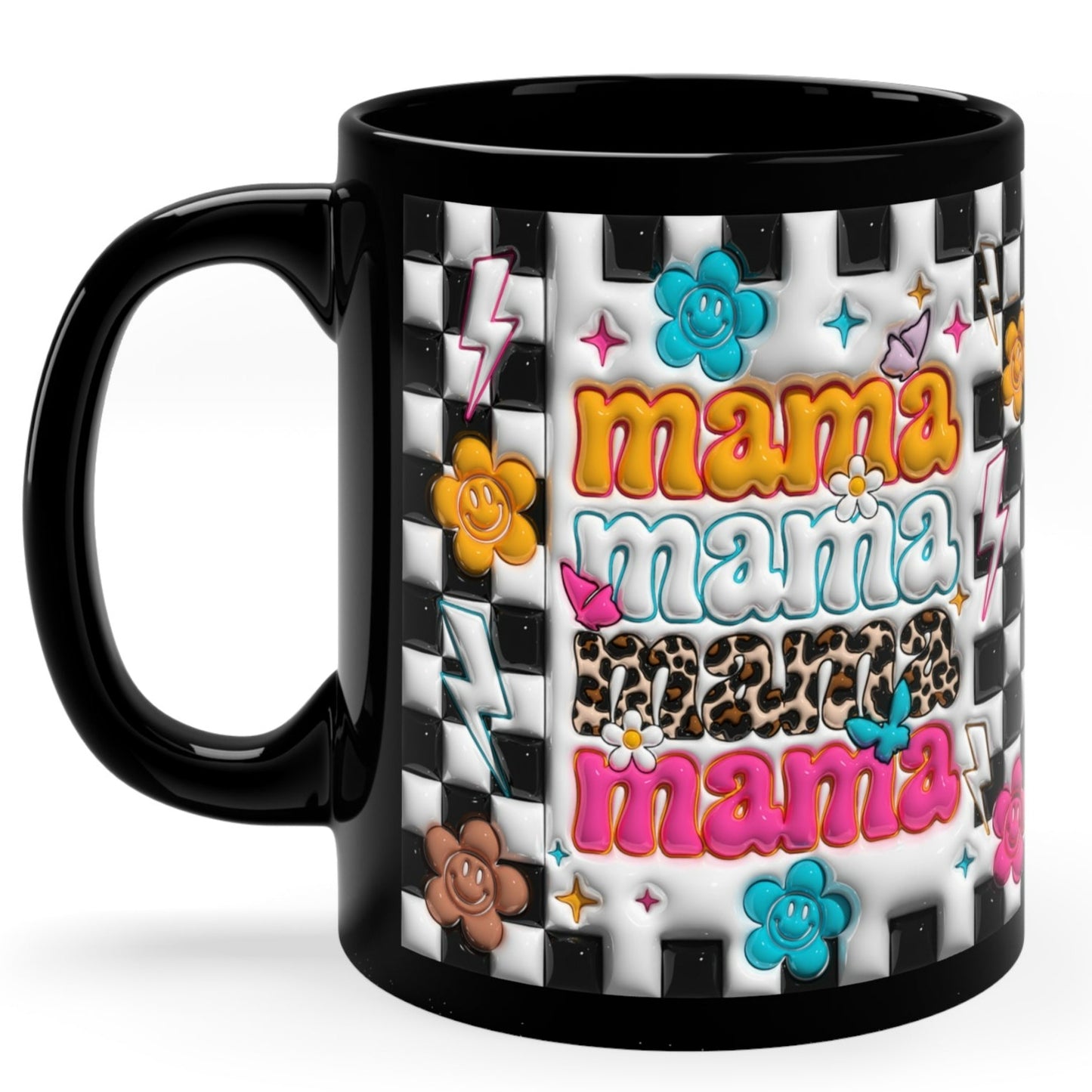 MAMA RETRO FLOWERS CUP COFFEE MUG TAZAS MOM GIFTS | MUGSCITY23
