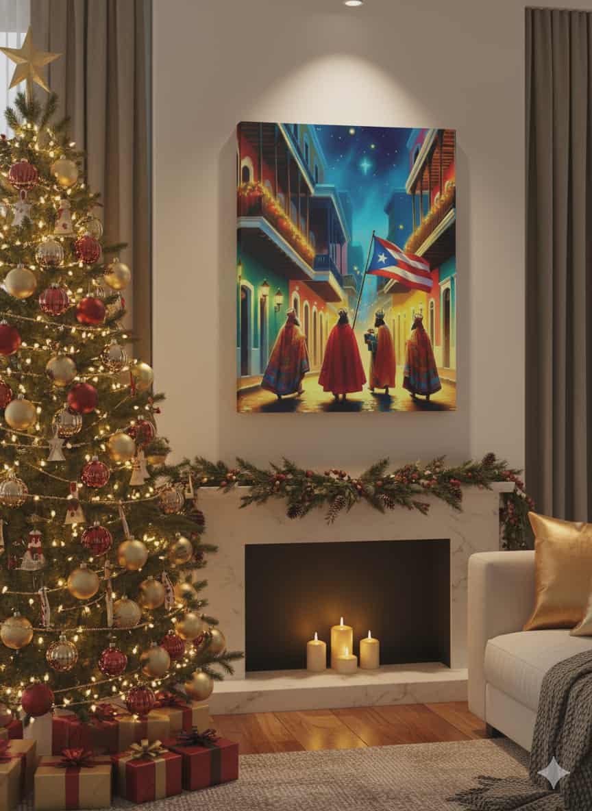 TRES REYES MAGOS CON JESÚS EN PR - Wall Canvas Art 16x20 Exclusivo Listo para Colgar | 4everBoricua