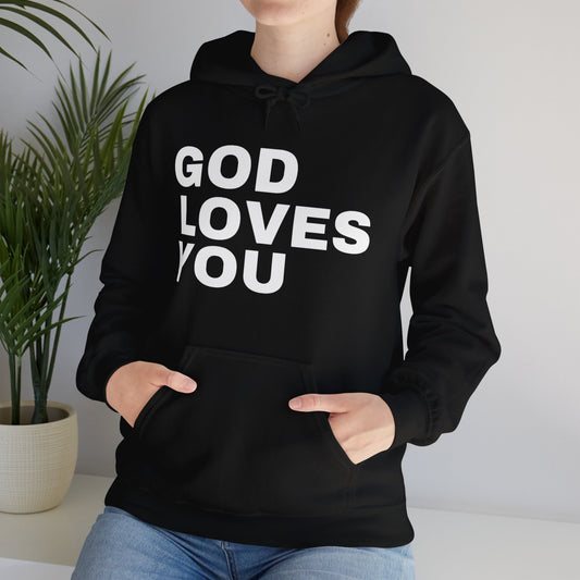 GOD LOVES YOU Hoodie Sweatshirt Black Unisex Hooded Sweater Jesus Sweaters Hoodies