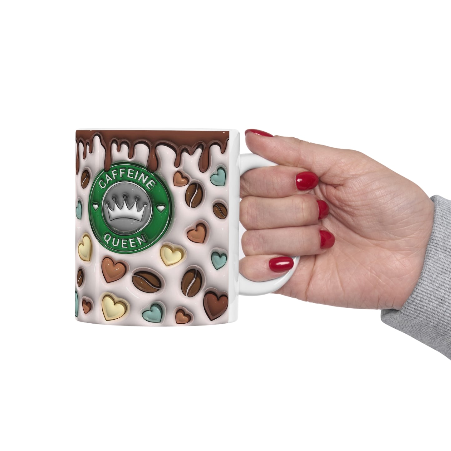 CAFFEINE QUEEN Cup Coffee Mug for Coffee Lovers - Taza Reina Cafe Cafeína