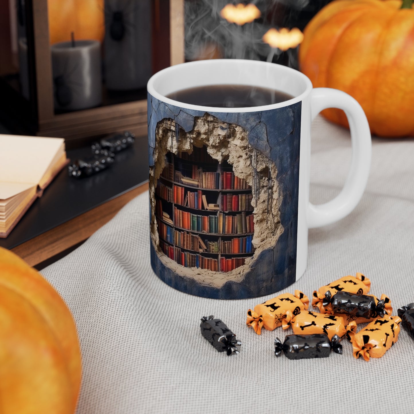 AMAZING 3D LIBRARY CUP COFFEE MUG BOOK LOVERS GIFTS|MUSGCITY23 (WHITE)