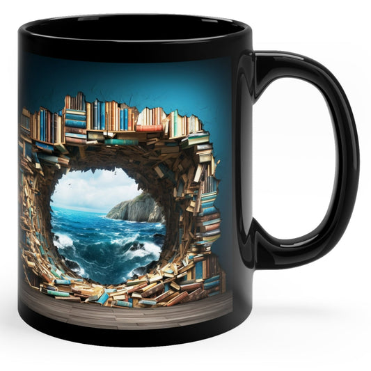 OCEAN VIEW BOOK TUNNEL MUG FOR READING AND SEA LOVERS | MUSGCITY 23