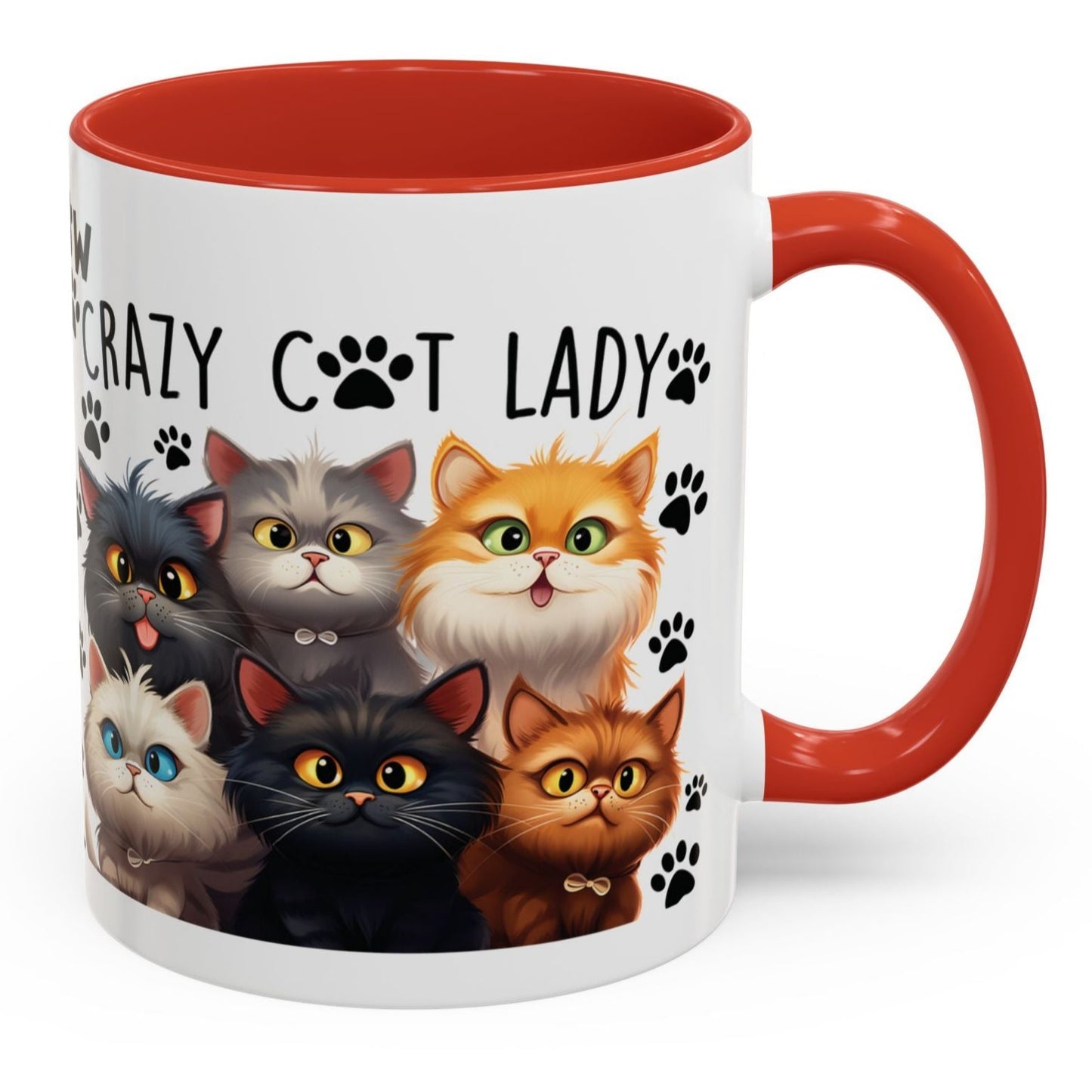 Cat Cup Coffee Mug Crazy Cat Lady Mugs for Cats Lovers Orange, Yellow, Red and Black