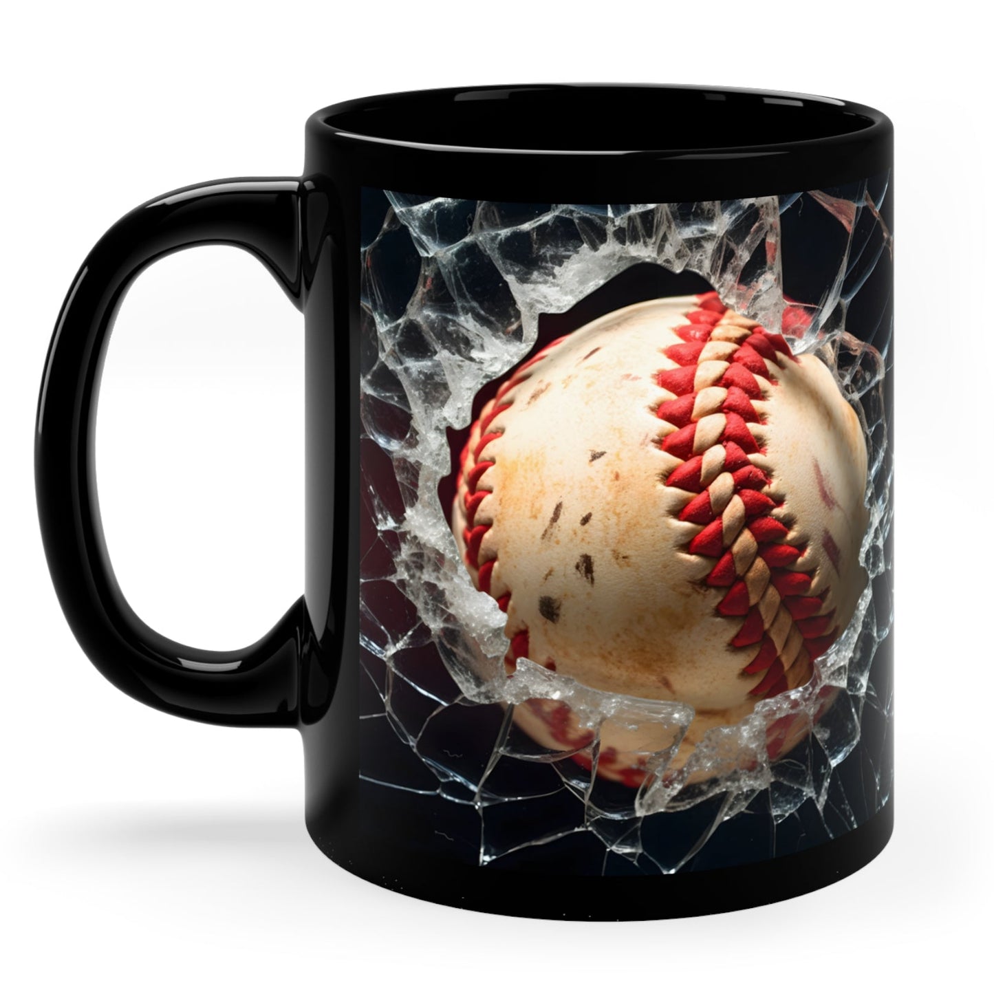 3D BASEBALL MUG FOR SPORTS FANS - CRACKED GLASS ILLUSION | MUGSCITY23