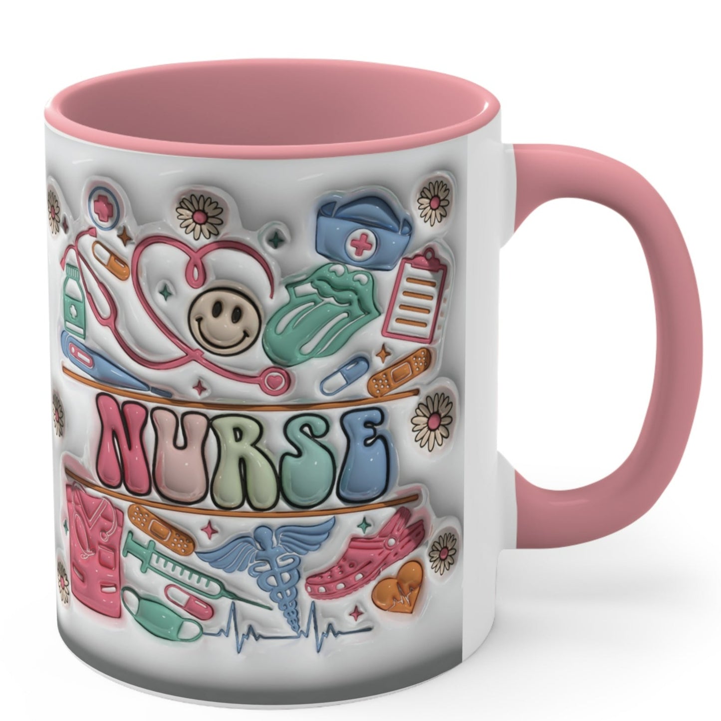 NURSE ELEMENTS MUG - Pink, Blue Accents - MUGSCITY - Free Shipping