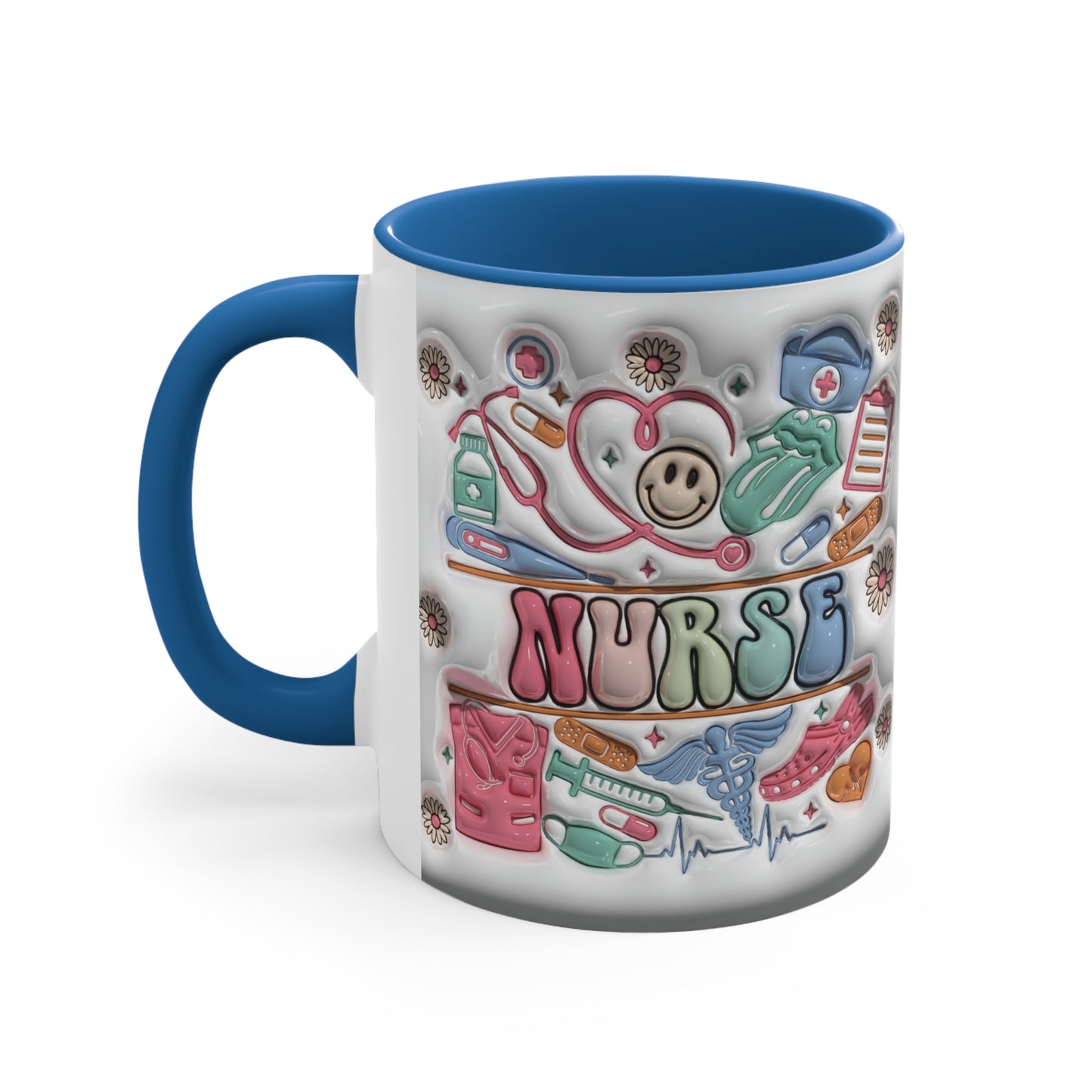 NURSE ELEMENTS MUG - Pink, Blue Accents - MUGSCITY - Free Shipping