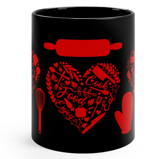 CHEF LOVE COOKING BAKING MUG - Glossy Black - MUGSCITY - Free Shipping