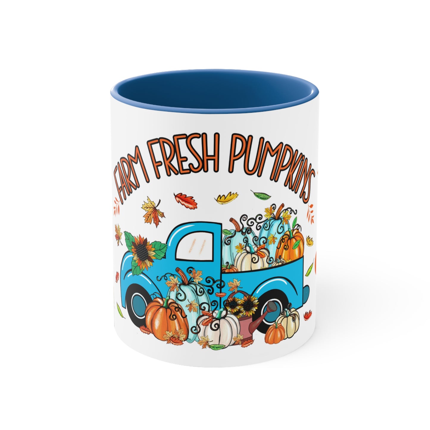 THANKSGIVING PILGRIM FARM FRESH PUMPKINS Mug- Mugscity - Free Shipping - Black, Red, Blue and Navy.