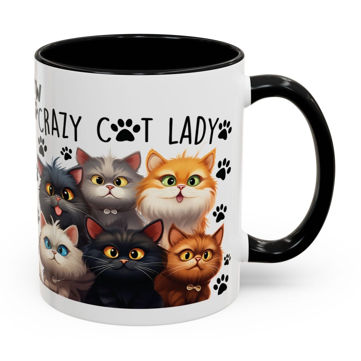 Cat Cup Coffee Mug Crazy Cat Lady Mugs for Cats Lovers Orange, Yellow, Red and Black