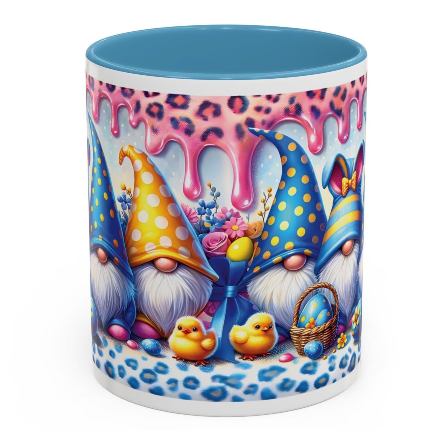 Coffee Mug Easter Gnome Cup 11oz Ceramic Blue, Yellow