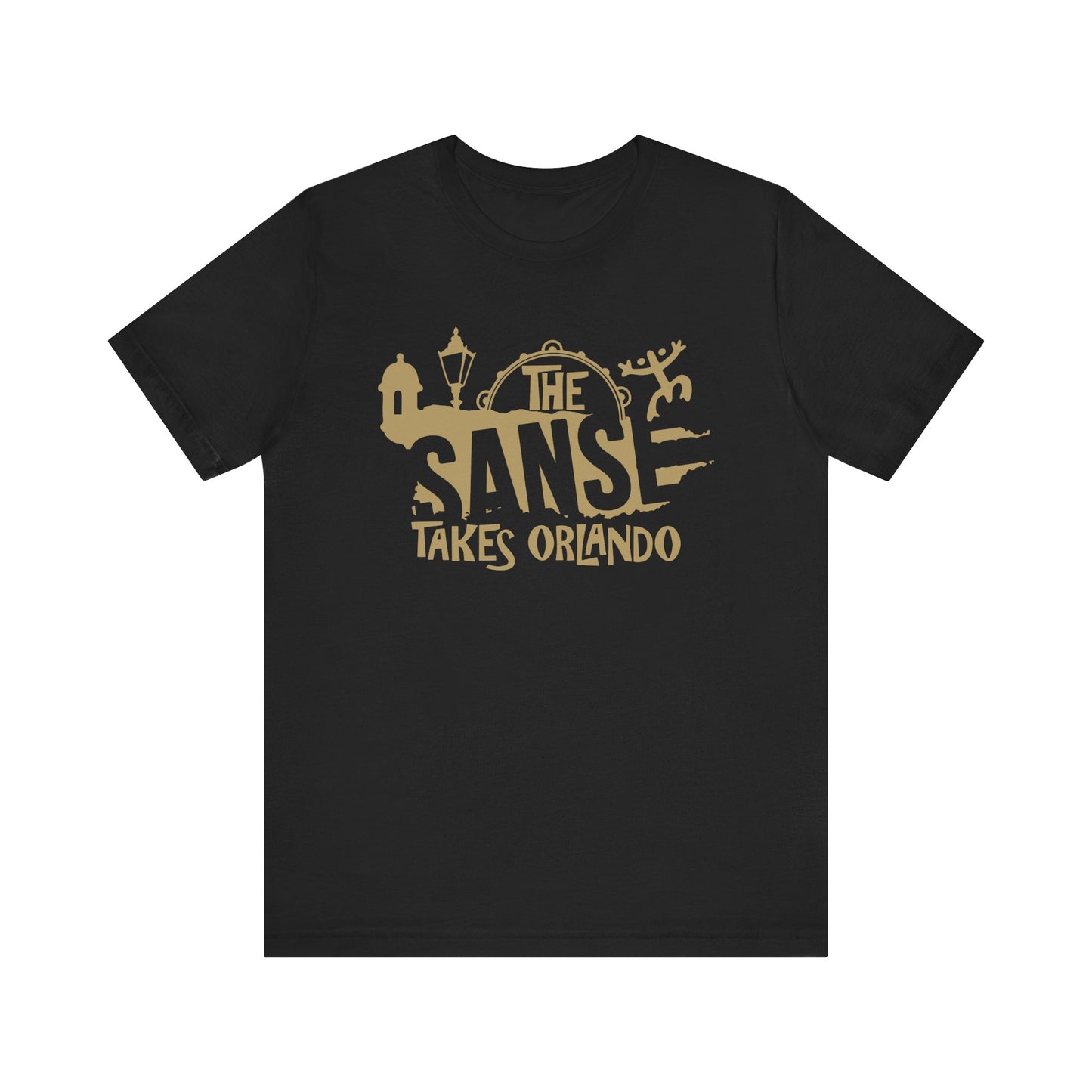 FIESTAS DE LAS SANSE TAKES ORLANDO UNISEX TEE SHIRT SHIRTS CAMISETAS - FREE SHIPPING - Black and Gold - From XS to 5XL