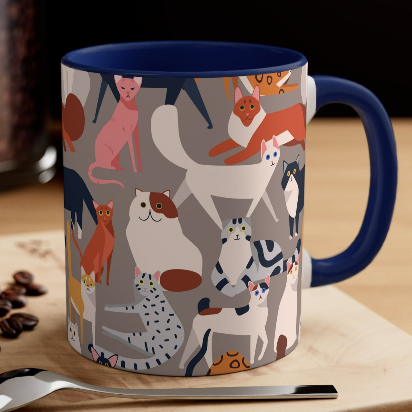 CAT LOVERS MUG - Navy Accents - MUGSCITY - Free Shipping