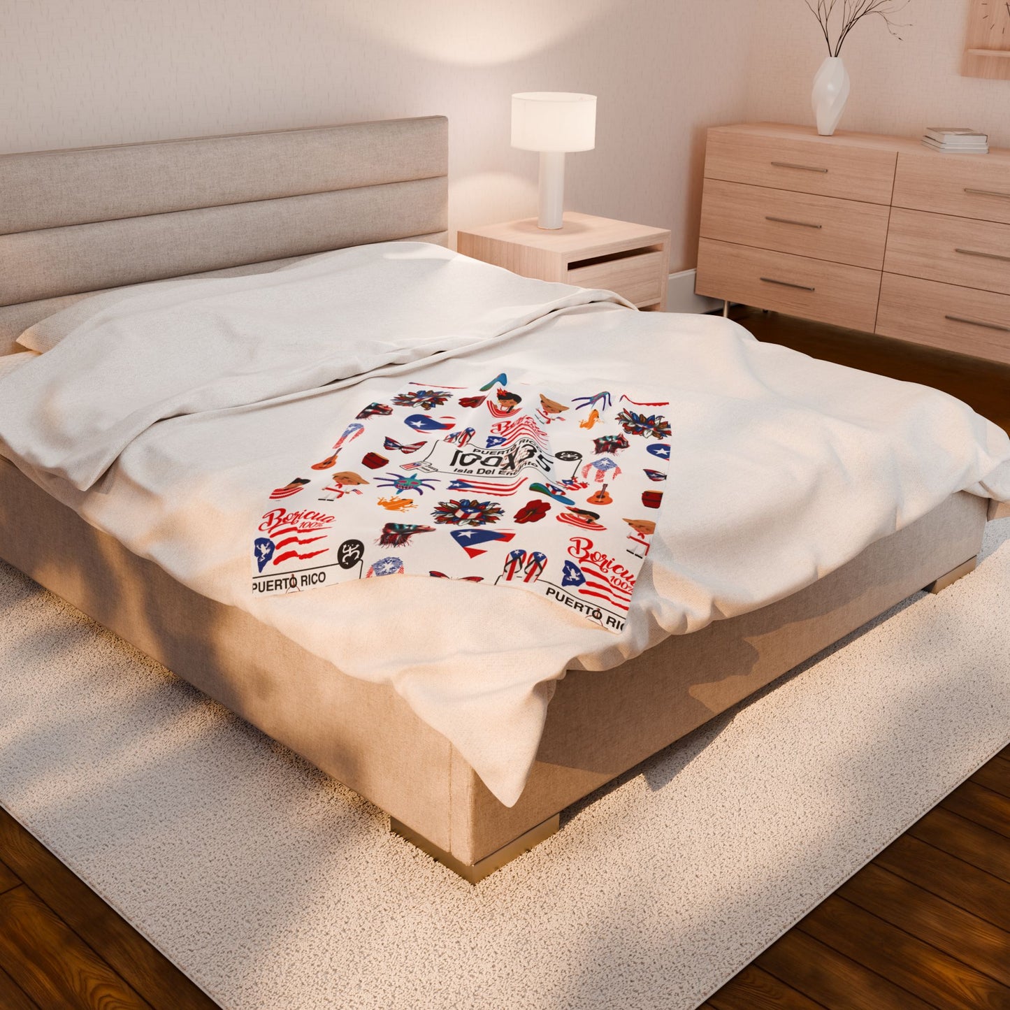 Puerto Rican Elements Blanket – Coquí, Flag, Vejigante – 4everboricua - Frisa Boricua Puerto Rico PR