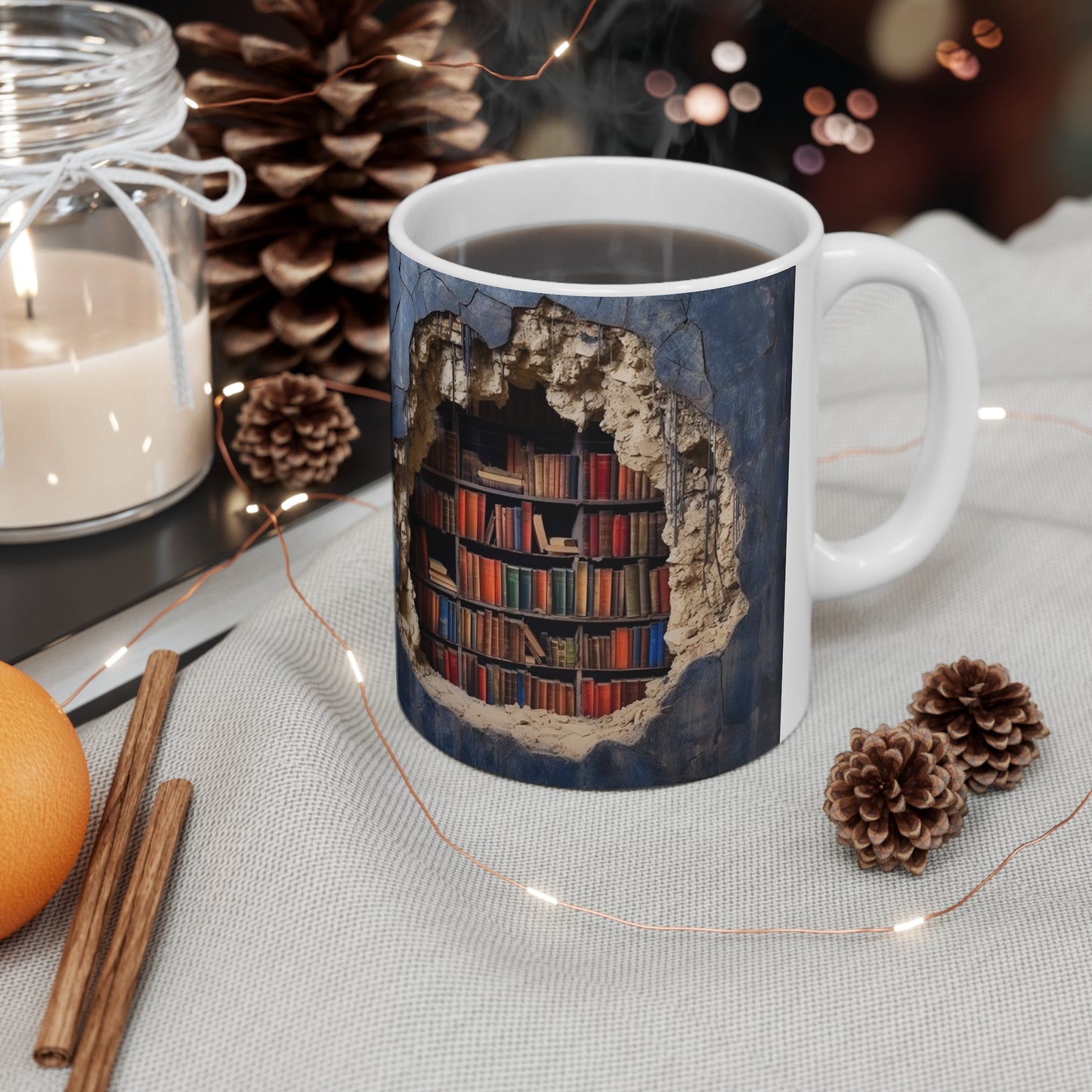 AMAZING 3D LIBRARY CUP COFFEE MUG BOOK LOVERS GIFTS|MUSGCITY23 (WHITE)