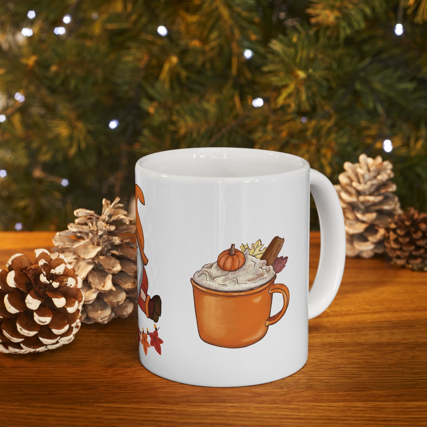 Fall Vibes Mug – Gnome Coffee Cup with Pumpkins & Autumn Leaves | MUGSCITY23
