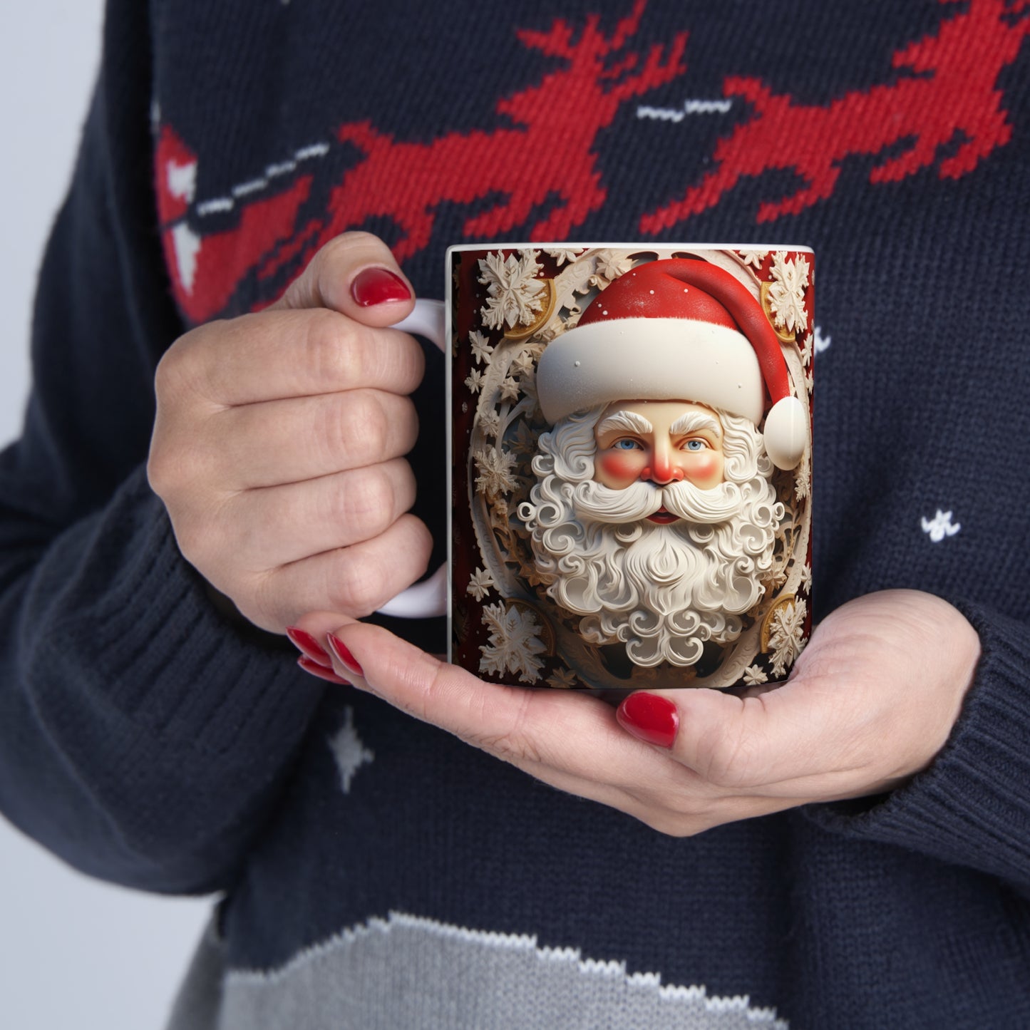 SANTA 3D WHITE MUG - MUGSCITY - Free Shipping