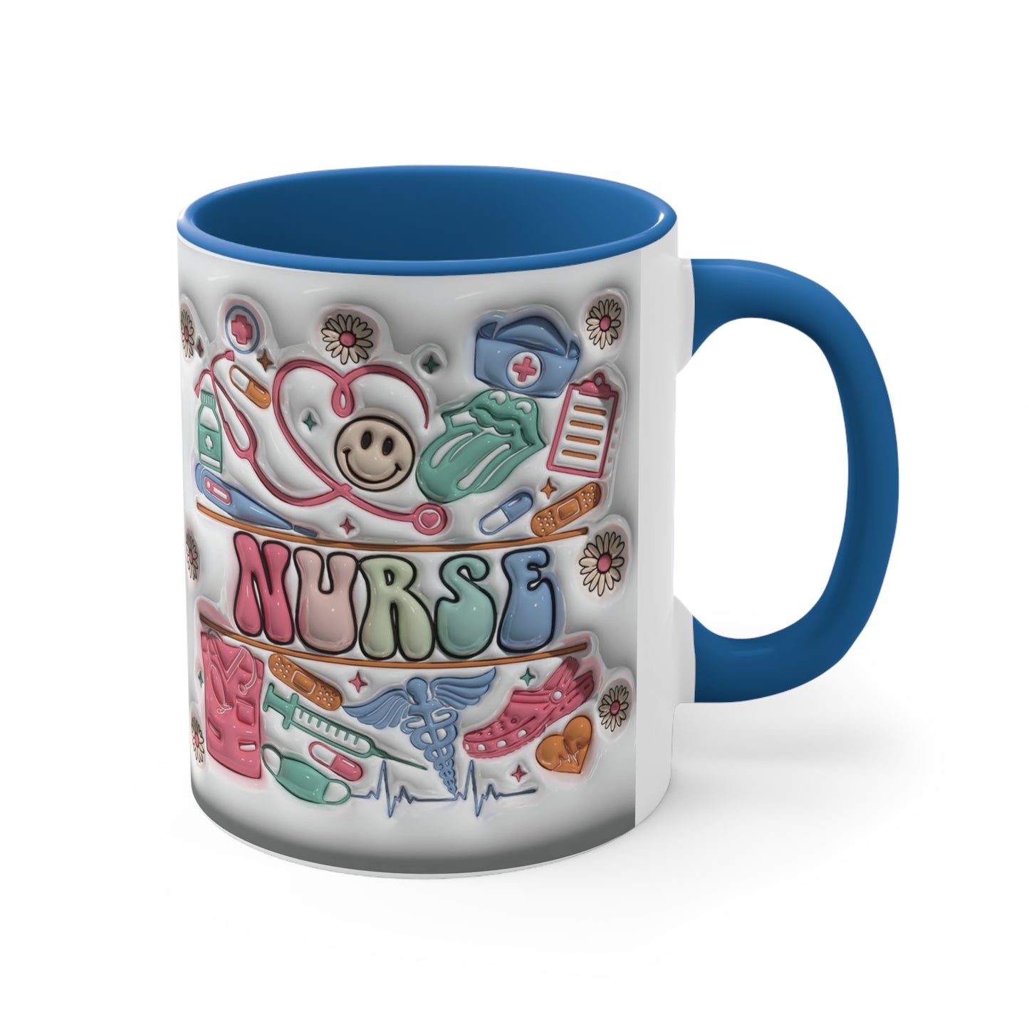 NURSE ELEMENTS MUG - Pink, Blue Accents - MUGSCITY - Free Shipping