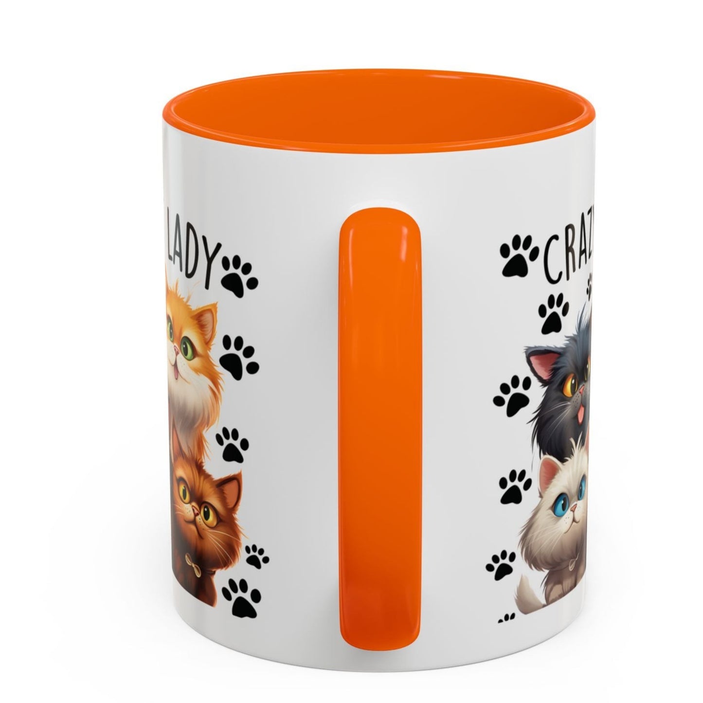 Cat Cup Coffee Mug Crazy Cat Lady Mugs for Cats Lovers Orange, Yellow, Red and Black