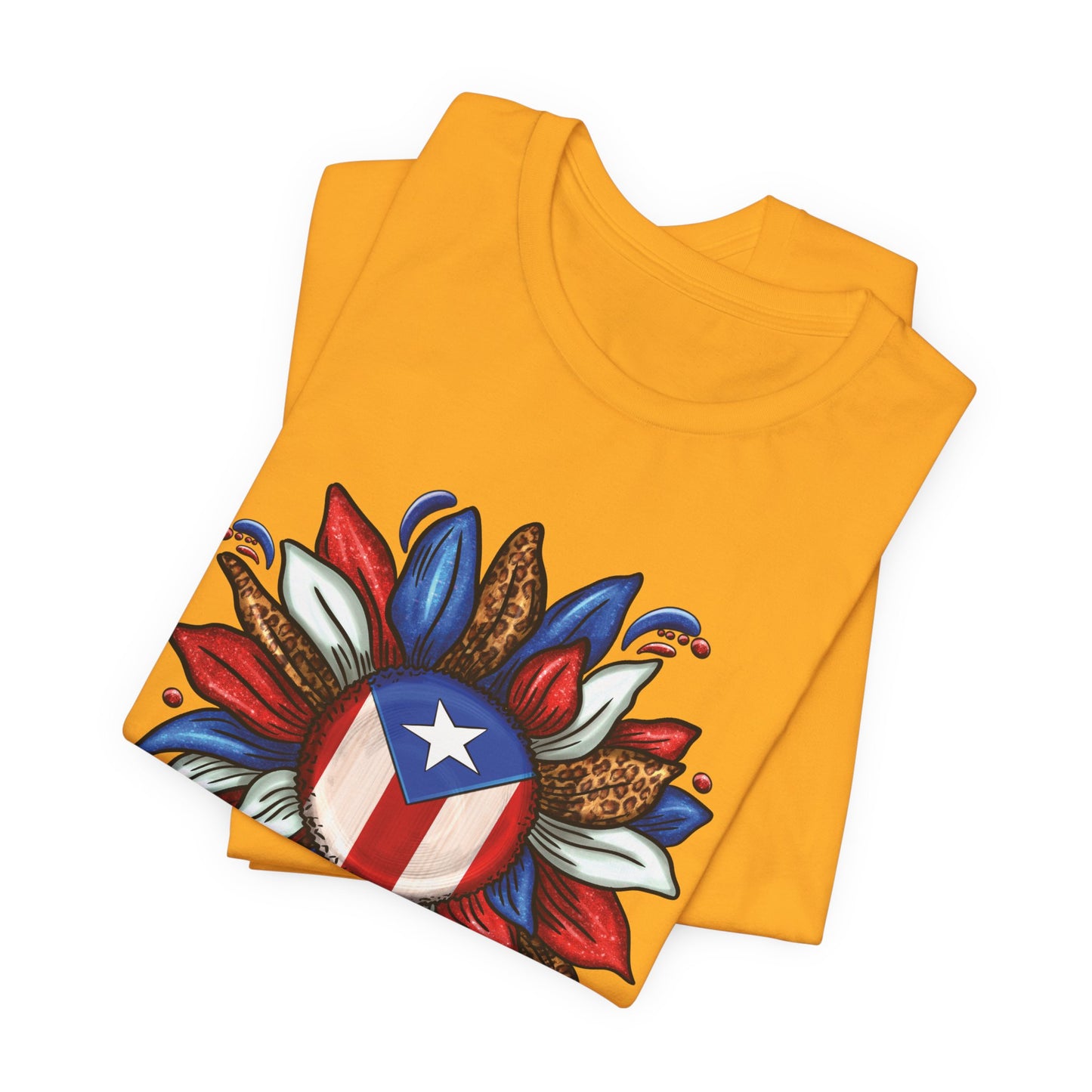 PUERTO RICAN BLOOMING FLAG Gold Unisex Puerto Rico Boricua Shirt 4everBoricua™️