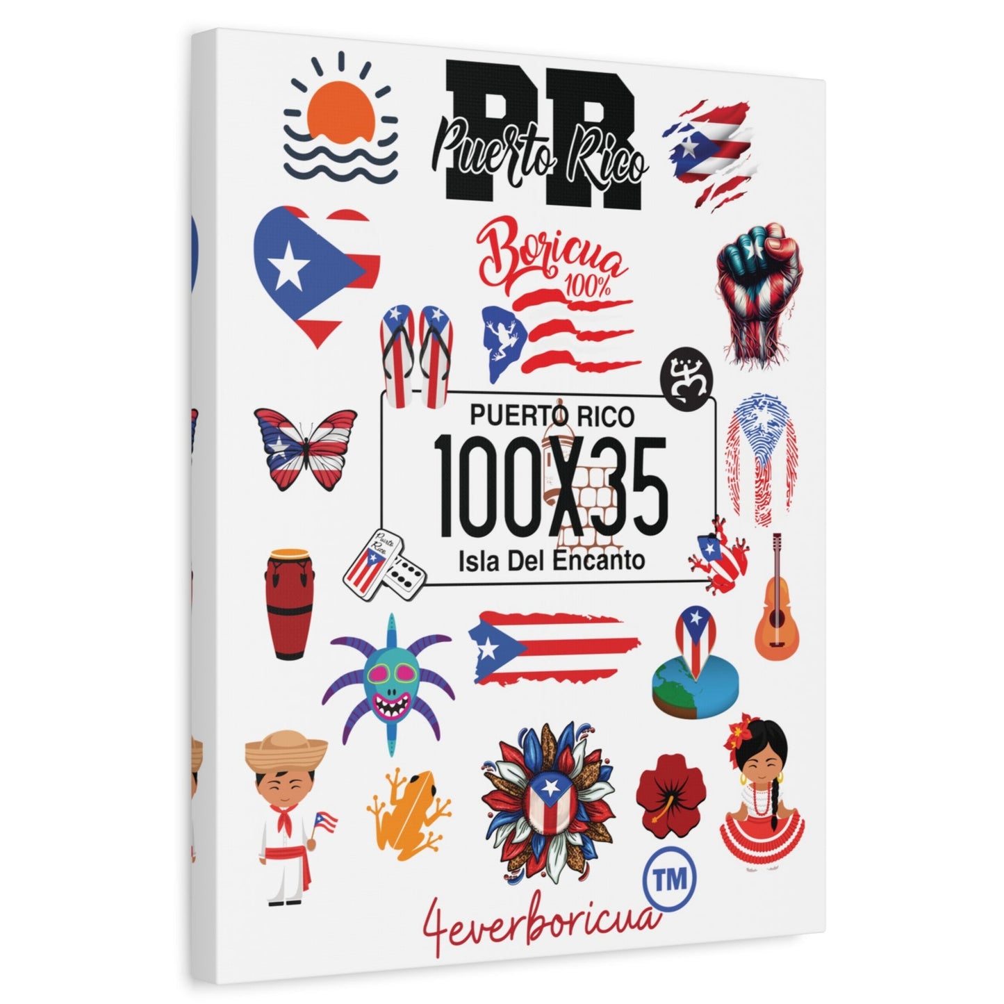 Puerto Rico 100x35 cultural icons canvas wall art – 4everboricua edition – 12x16 or 16x20 by Mugscity