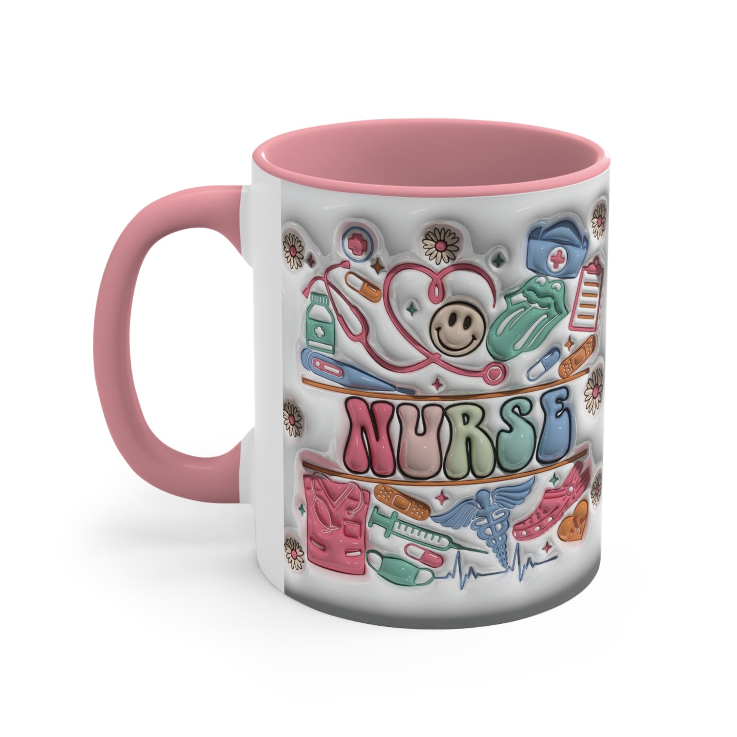 NURSE ELEMENTS MUG - Pink, Blue Accents - MUGSCITY - Free Shipping