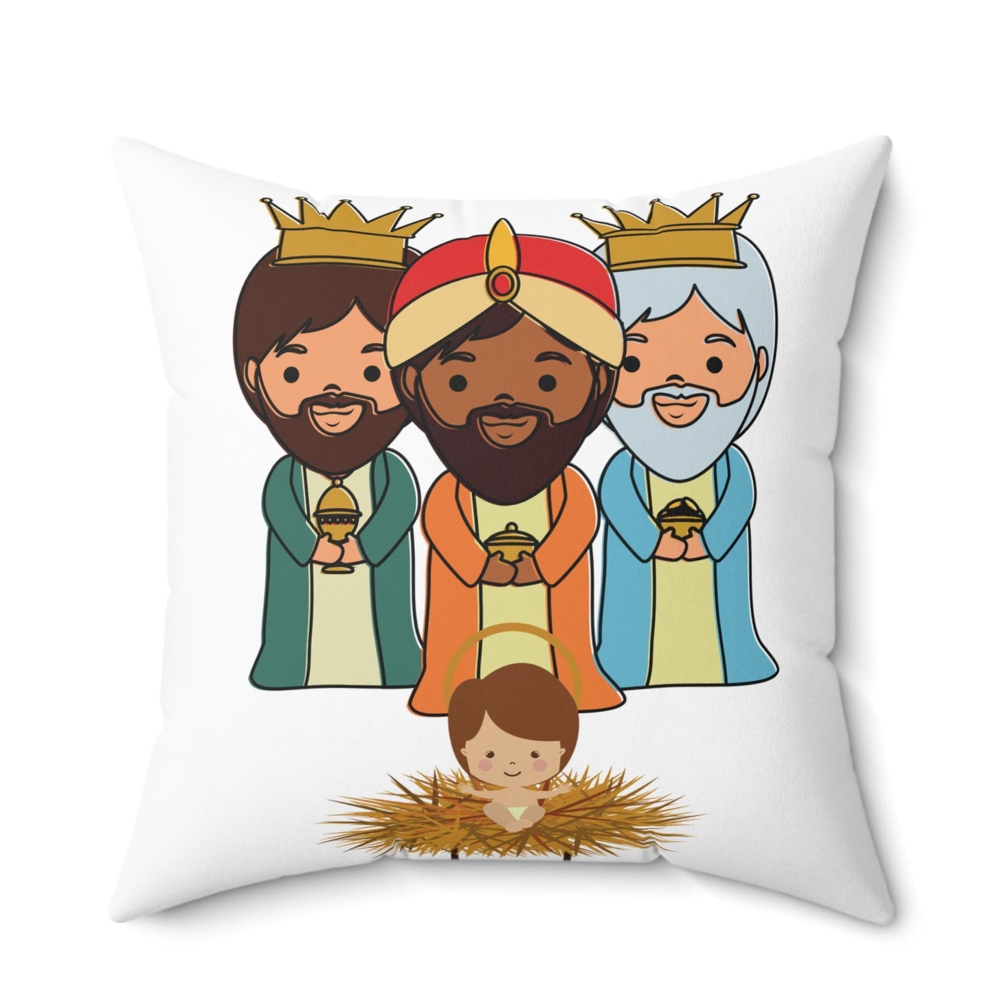 3 Three Kings and Jesus Decorative Cover and Pillow Cojín Reyes Magos