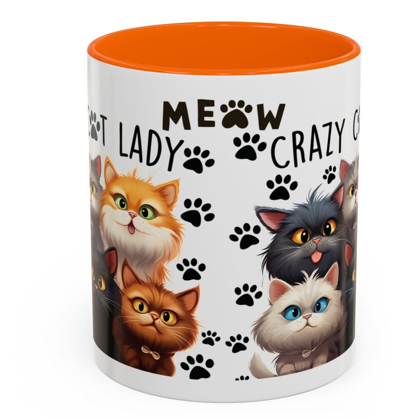 Cat Cup Coffee Mug Crazy Cat Lady Mugs for Cats Lovers Orange, Yellow, Red and Black