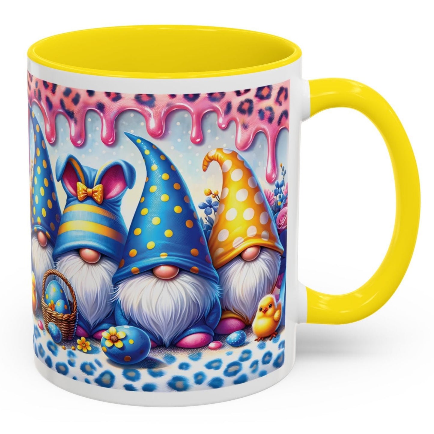 Coffee Mug Easter Gnome Cup 11oz Ceramic Blue, Yellow