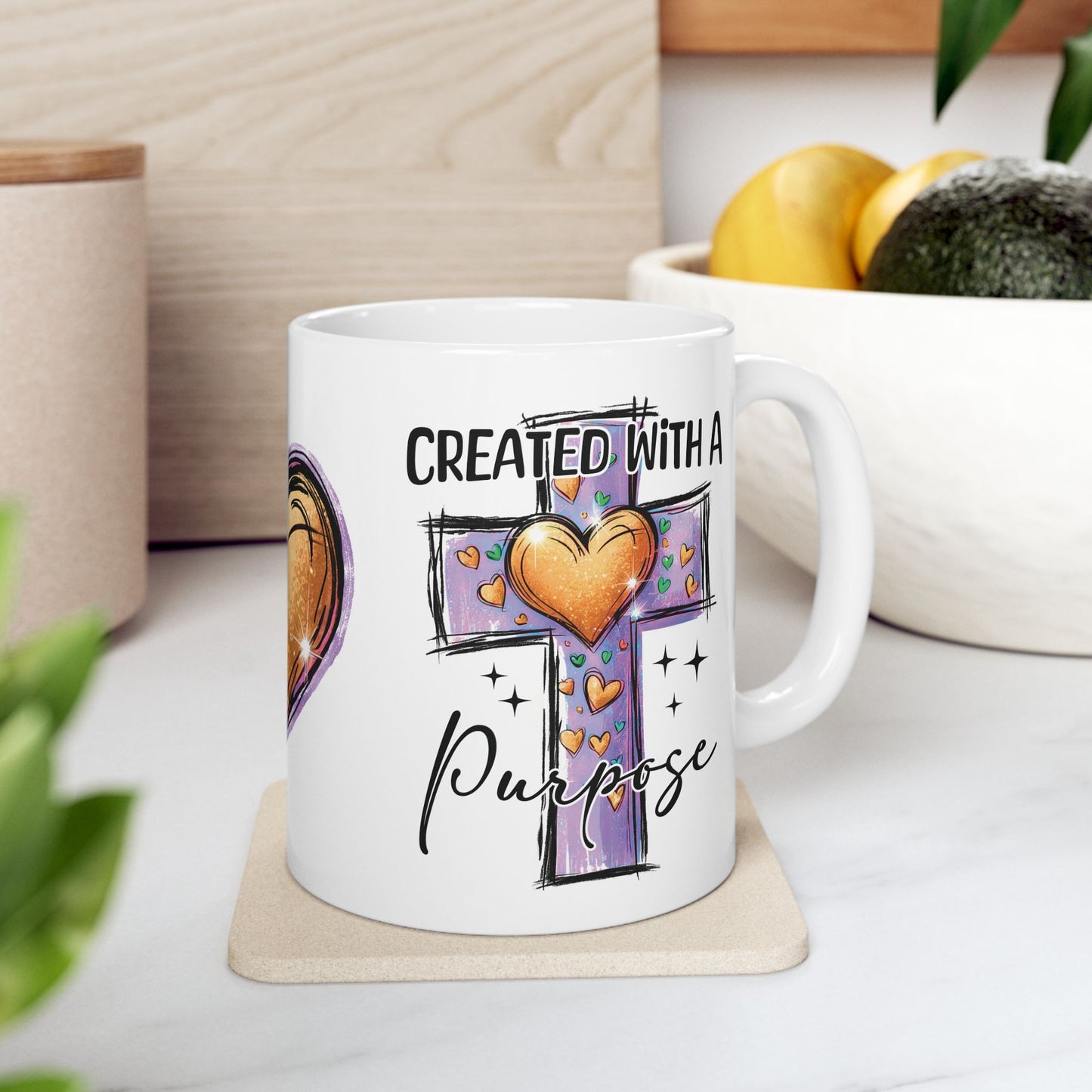 ''CREATED WITH A PURPOSE" 11oz. Inspirational Cup Coffee Mug Free Shipping!