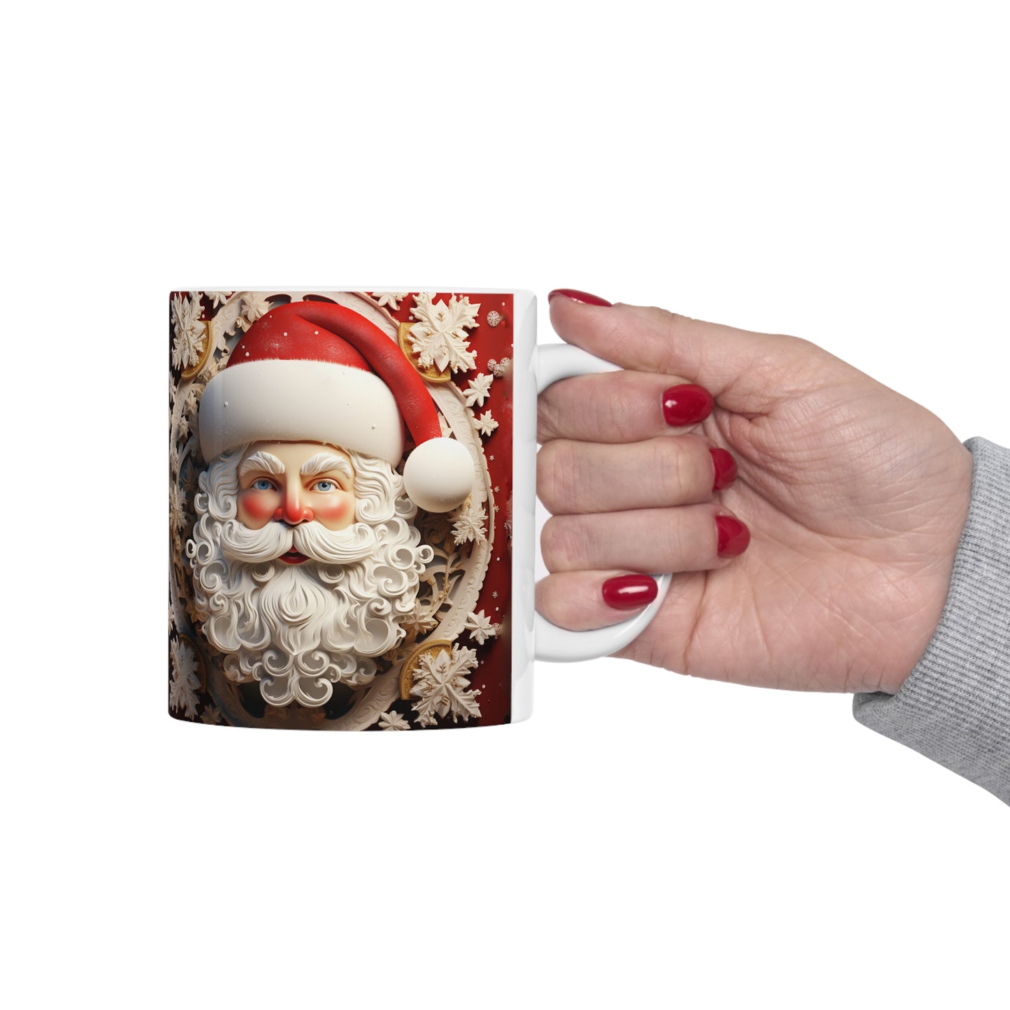 SANTA 3D WHITE MUG - MUGSCITY - Free Shipping