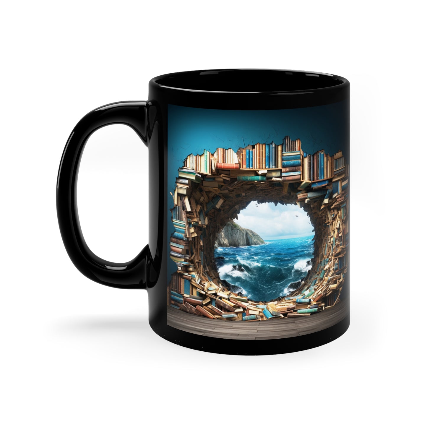 AMAZING LIBRARY AND THE SEA 3D MUG #2 - MUGSCITY - Free Shipping