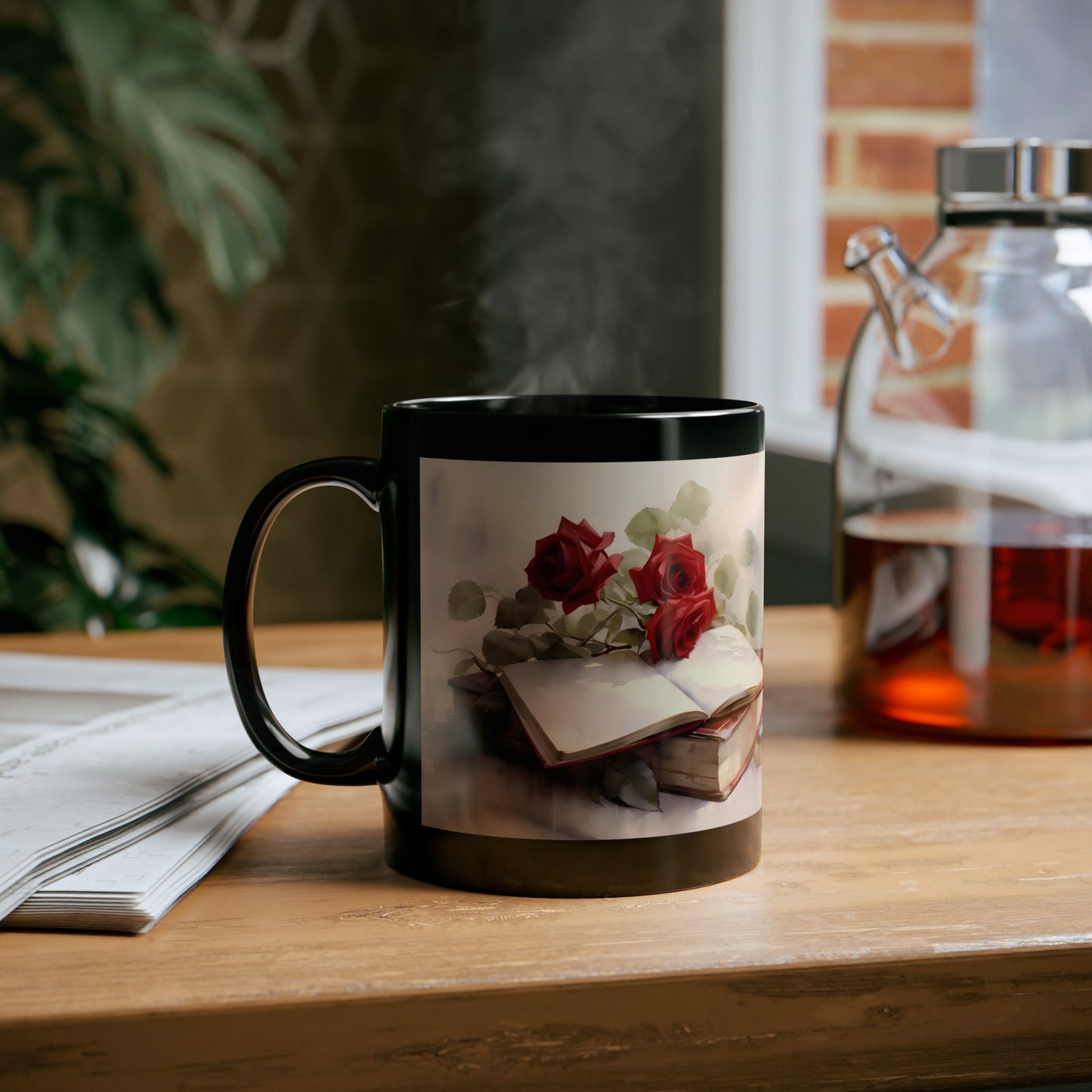 BOOK AND ROSES CUP COFFEE MUG (ANTIQUE LOOK) | MUGSCITY23