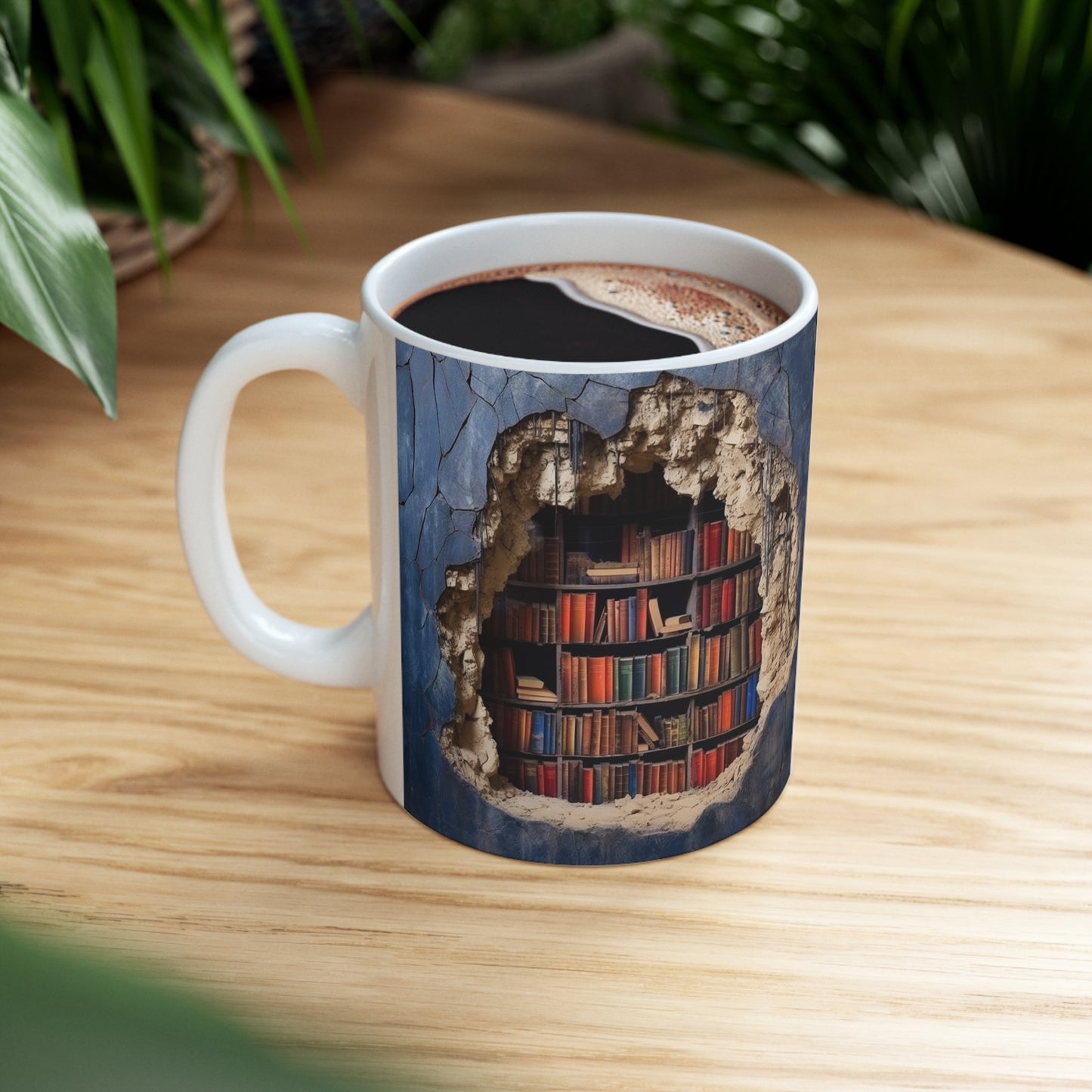 AMAZING 3D LIBRARY CUP COFFEE MUG BOOK LOVERS GIFTS|MUSGCITY23 (WHITE)