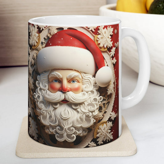 SANTA 3D WHITE MUG - MUGSCITY - Free Shipping