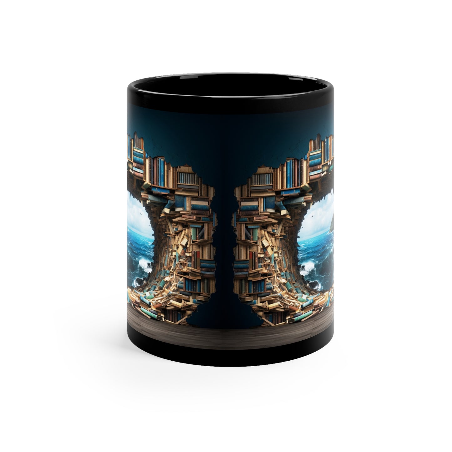 AMAZING LIBRARY AND THE SEA 3D MUG #2 - MUGSCITY - Free Shipping