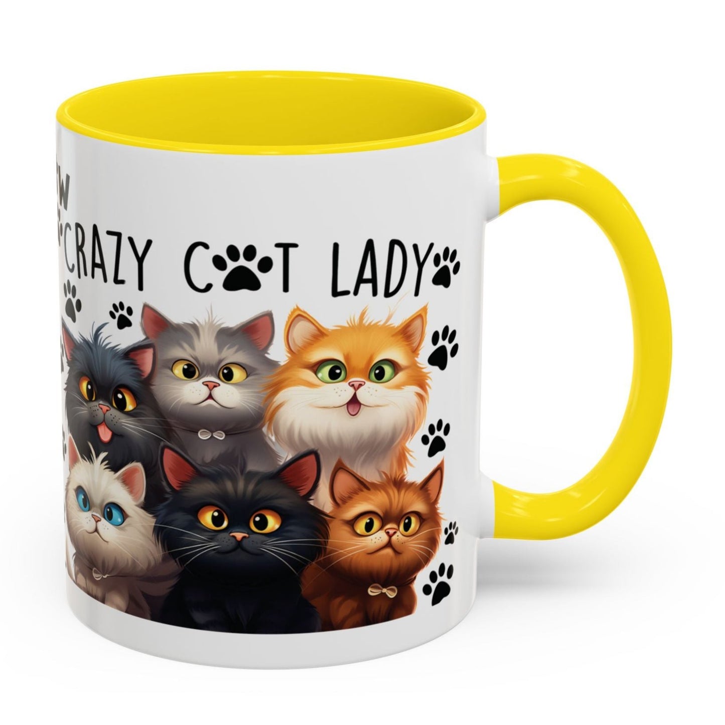 Cat Cup Coffee Mug Crazy Cat Lady Mugs for Cats Lovers Orange, Yellow, Red and Black