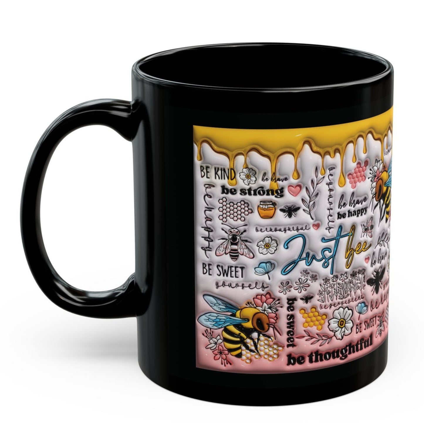 Bee-Themed Inspirational Black Cup Coffee Mug MUGISCITY AND MORE Free Shipping! Perfect Gift for Bee Lovers & Motivational Moments