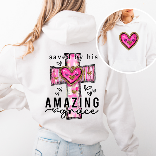 SAVED BY HIS AMAZING GRACE UNISEX HOODIE FREE SHIPPING
