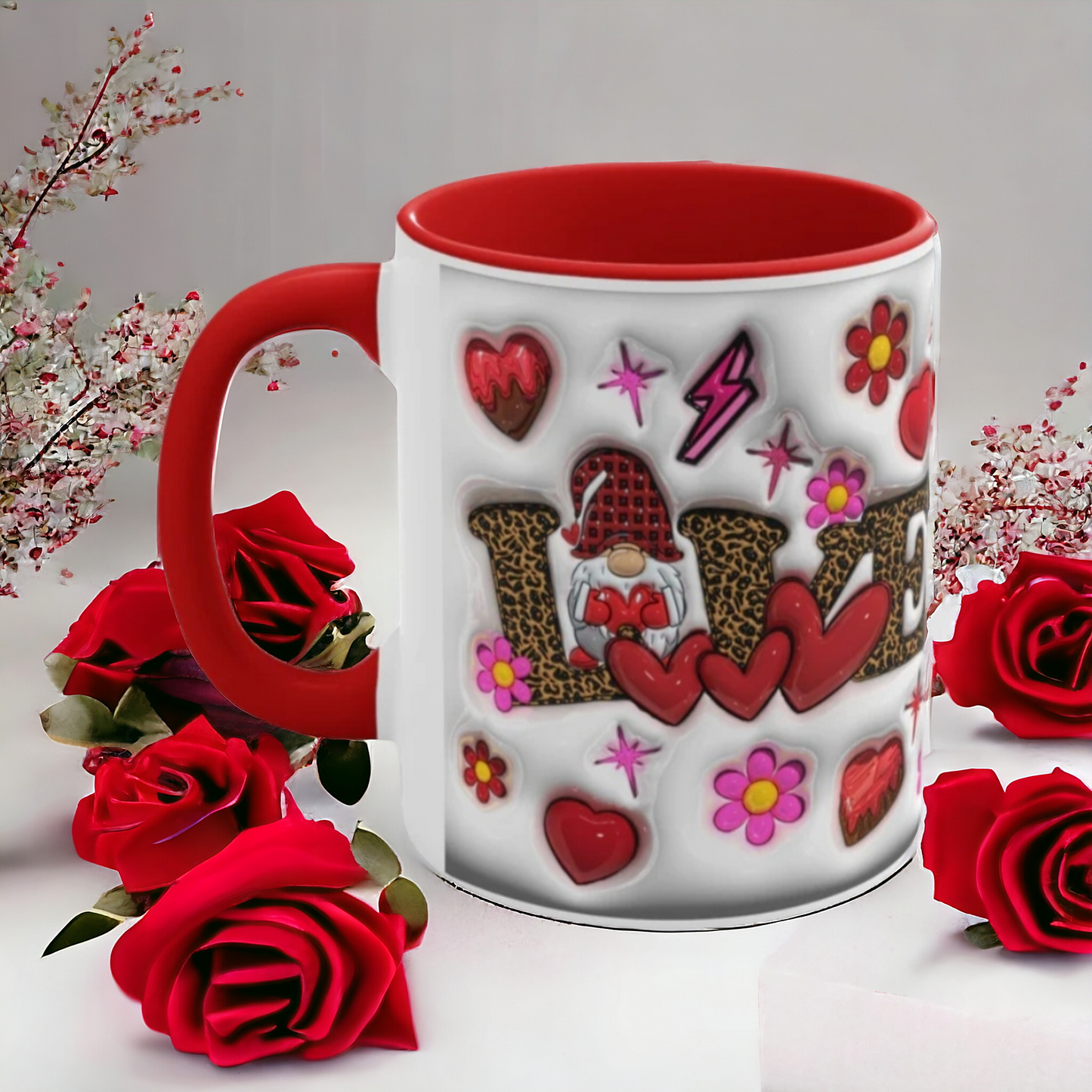 3D GNOMES LOVE MUG, 3D Gnomes Puffy Mug, Valentine gifts, Funny Valentine's, Valentine's Day