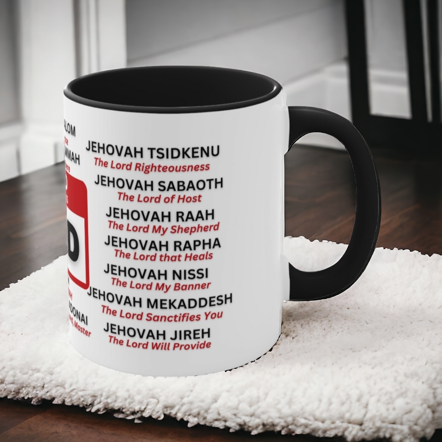 21 NAMES OF GOD Mug God names Mugs Christian Mug Religious Black