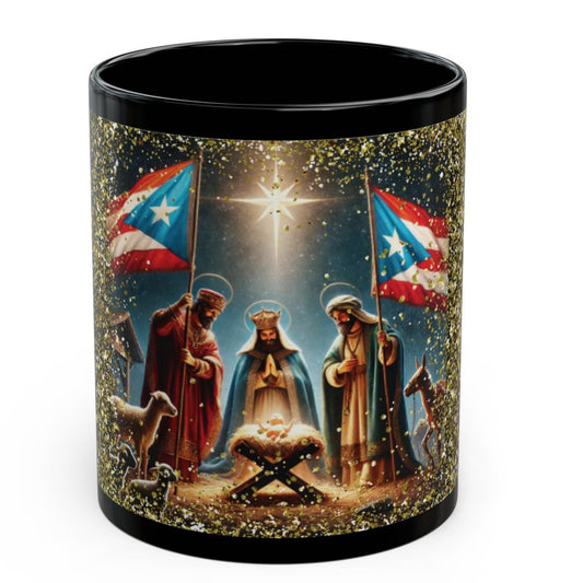 NATIVITY MUG WITH PUERTO RICO FLAGS 3 KINGS CHRISTIAN ART | MUGSCITY23
