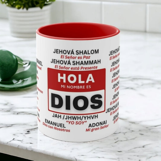 21 NOMBRES de DIOS Mug Spanish 21 Names of God Coffee Mugs Christian Religious Gifts - Red