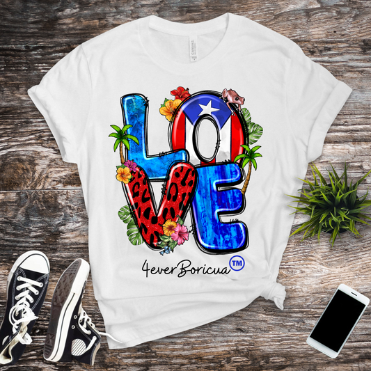 LOVE PUERTO RICO Unisex 4everBoricua Shirt - Free Shipping - XS to 5XL