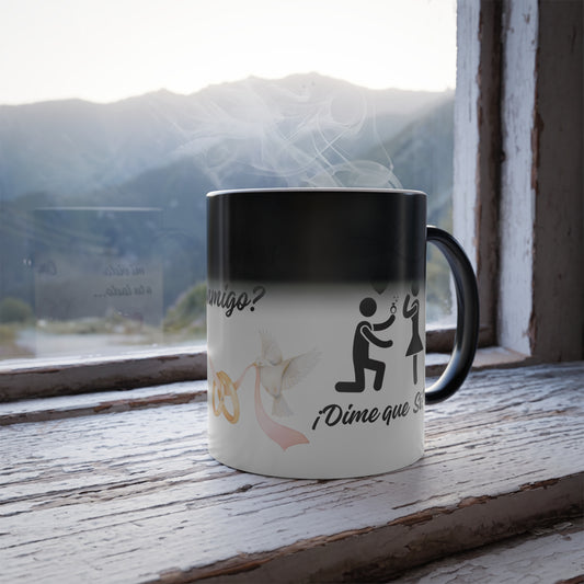 Wedding Proposal Surprise Coffee Mug Spanish Morphing Cup Regalos Propuesta Matrimonial Taza Mágica