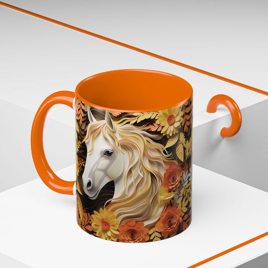 Golden Autumn Horse Mug – 11oz Orange Ceramic | Musgcity 23