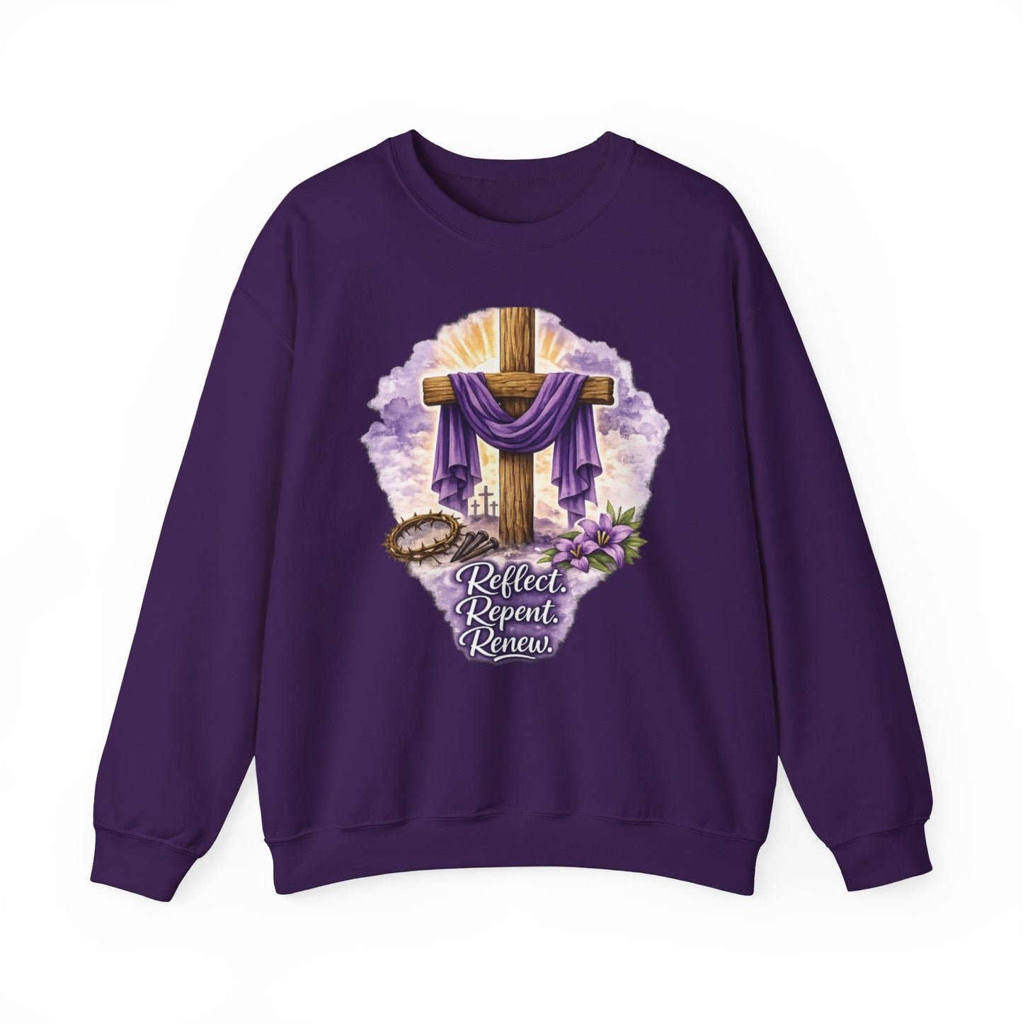 Lent REFLECT REPT RENEW Unisex Sweatshirt| Easter Advent Religious Christian Crewneck