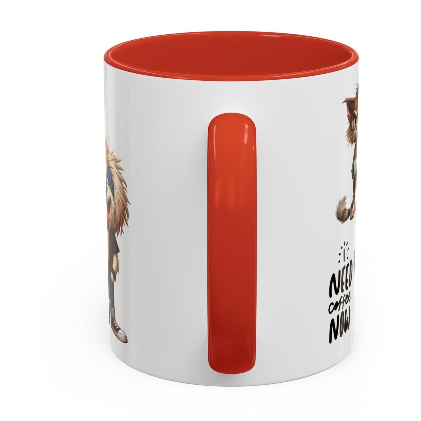 Funny Cup Coffee Mug for Coffee Lovers. Available with Black, Orange and Red accents.