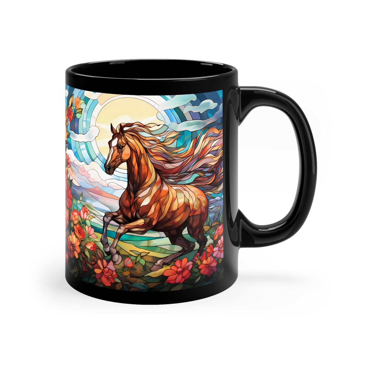HORSE IN STAINED GLASS MUG - MUGSCITY - Free Shipping