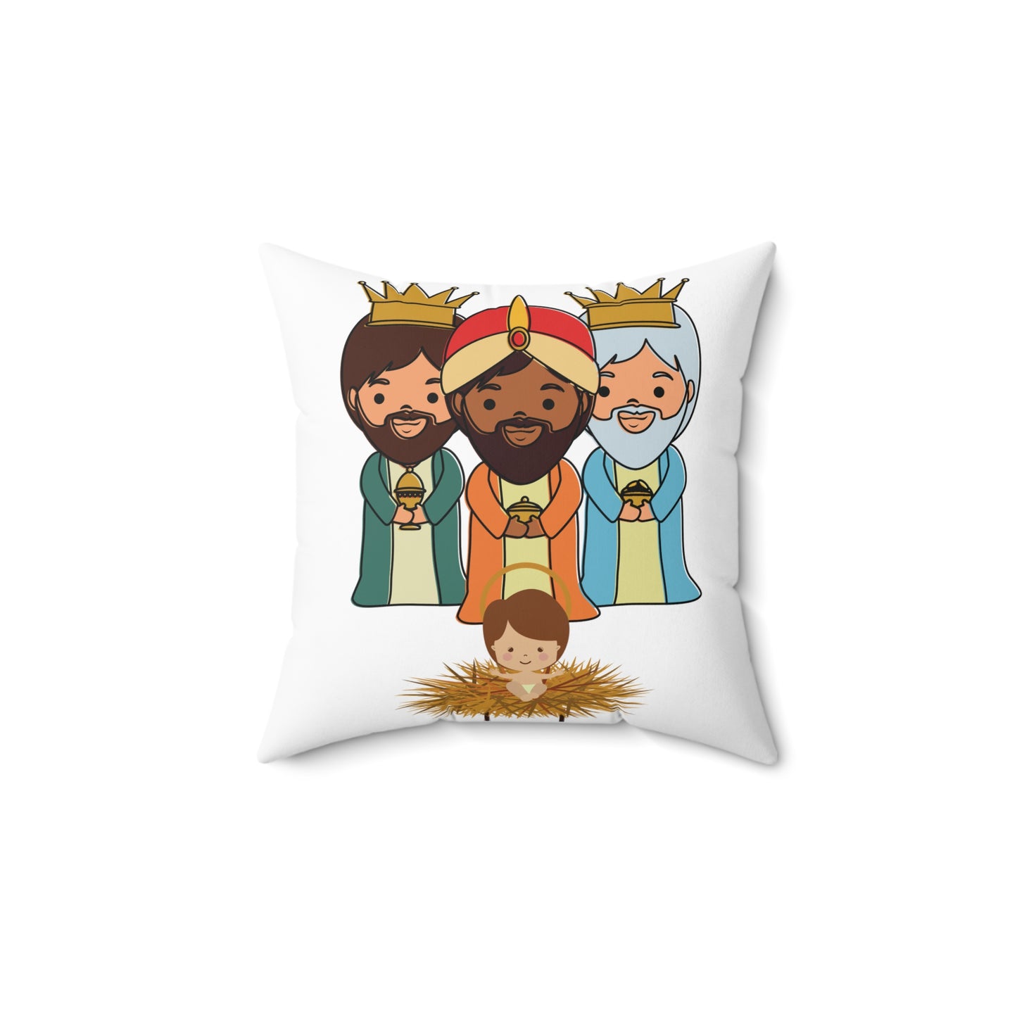 3 Three Kings with Jesus Decorative Cover and Pillows Cojín Reyes Magos - Different Sizes 14X14, 16X16 AND 18X18. Free Shipping..